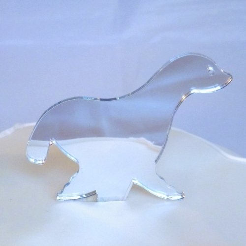 Seal Cake Topper Mirror 6.5cm (10cm inc spike), Silver