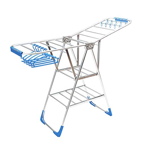 3 Tier Drying Rack with Wings Foldable Stainless Steel Airer Clothes Line with Laundry Dryer Rack Hanger Washing Line for Indoor or Outdoor Max. Load 120 Pounds