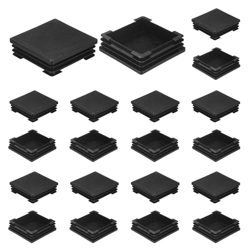 Image of M METERXITY 20-Pack Square Tubing End Caps, 2.8Inch /70mm Plastic Tube Plugs for Square Metal Tube /Chair Legs /Pipe Post /Furniture /Fence, Bumper Tubing Plug [Black]
