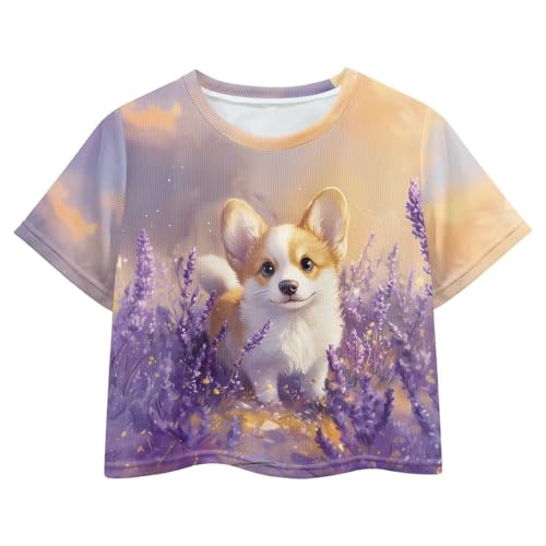 Image of Girls Fashion Crewneck Tee Shirts Casual Short Sleeve Crop Top Summer Outfits 5-14 Years Old