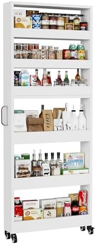 Slim Storage Cart, Lightweight 6 Tier Metal Rolling Utility Kitch...