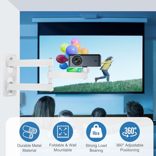 Soporte para proyector de pared con cardán giratorio de 360° y brazos plegables MECCANIXITY 3