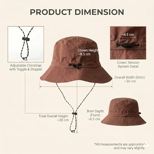 Image of Kraptick Adjustable Bucket Hat for Men - Wide Brim Sun Protection Safari Hat with Chin Strap for Outdoor, Fishing, Hiking, Trekking & Travel - Breathable Summer Boonie Cap
