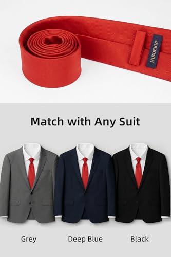 Image of HISDERN Mens Ties Solid Color Ties for Men Formal Necktie with Pocket Square Set Satin Silk Neck Tie Handkerchiefs Set