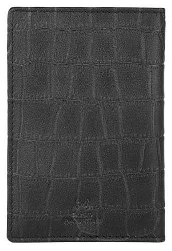 Image of WildHorn Customizable Leather Passport Cover /Case for Gifting | Engrave with Your Name, Company Name or Initials (Black Croco Print)