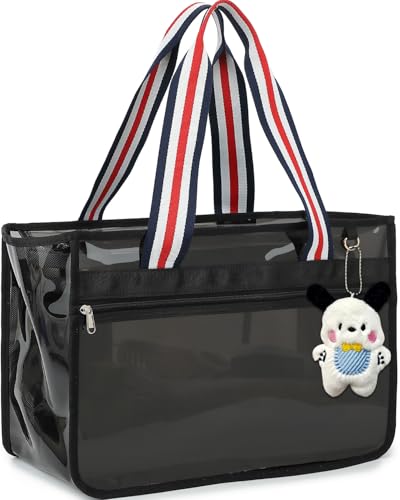 Image of Fammart Iridescent Clear Beach Bags Waterproof Sandproof for Women, Large Jelly Tote Zipper Pool Bag Cruise Essentials 2026