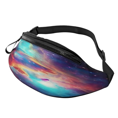 Marsupio colorato con galassia per uomo e donna con jack per cuffie e cintura regolabile per ciclismo corsa jogging viaggi attività allaperto allenamento fitness escursionismo