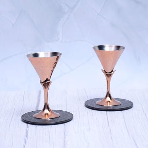 Set de 2 vasos de tequila cobre acabado cónico
