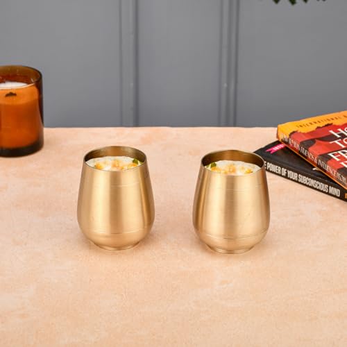 Image of THE HEALING STORE Bronze Kansa Glass, 200 ml Capacity, Gold, Medium Size (Glass 4)