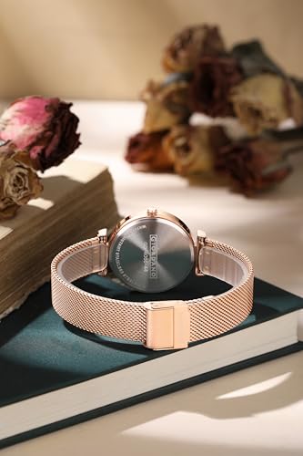 Image of Giordano Eleganza Collection Analog Watch for Women with Crystal Studded Dial and Metallic Mesh Strap