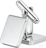 2 Pack Silver Cufflinks for Men – Classic Rectangle Stainless Steel Cuff Links for Wedding Business Formal Shirts – Gift Box Presentation for Groom Father Husband Boyfriend Boss