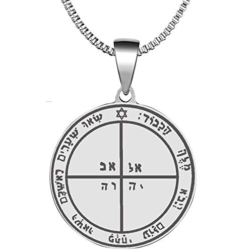 Detailed Engraved Fifth Pentacle of Mercury Stainless Steel Polished Talisman Pendant Necklace