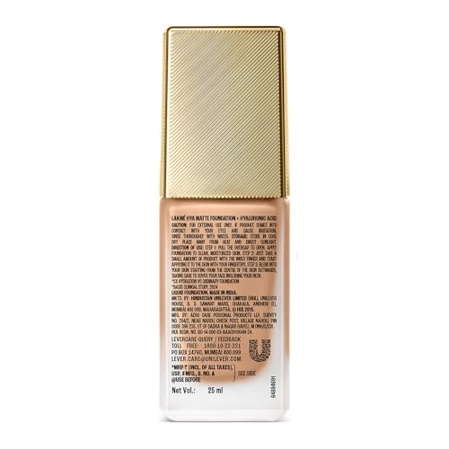 Image of Lakme 9to5 Hya Matte Foundation + Hyaluronic Acid Neutral Medium - 25ml