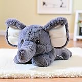 🐘Confort Léger: le peluche elephant doux pèse 0,33 kg et mesure 52 cm, parfait pour les petites mains! Le remplissage spécial de granulés dans l'abdomen et les jambes crée une sensation réaliste et douce d'étreinte. Idéal pour les câlins et les vêtements à long terme
