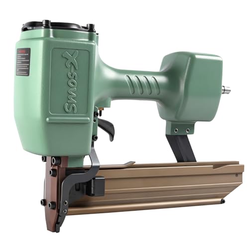 Smos-X N851 Pneumatic Staple Gun 16 Gauge 7/16 Roofing Nail Gun Accepts 3/5 to 2 Leg Staples Upholstery Staple Gun for Roof Decking Subflooring Kinds of Wood Construction