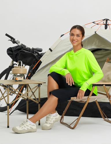 BALEAF Camisas de sol femininas com capuz FPS 50+ manga longa FPS UV leve roupas de caminhada ciclis