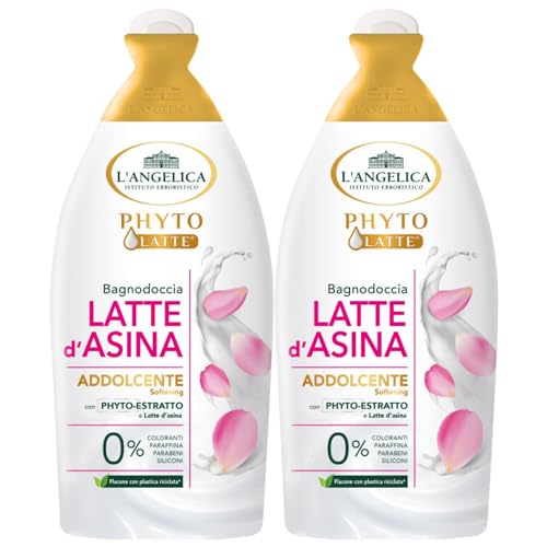 2x L'Angelica PHYTO LATTE, Bagnodoccia LATTE D'ASINA, Addolcente. 0% Coloranti, Paraffina, Parabeni e Siliconi 520ml