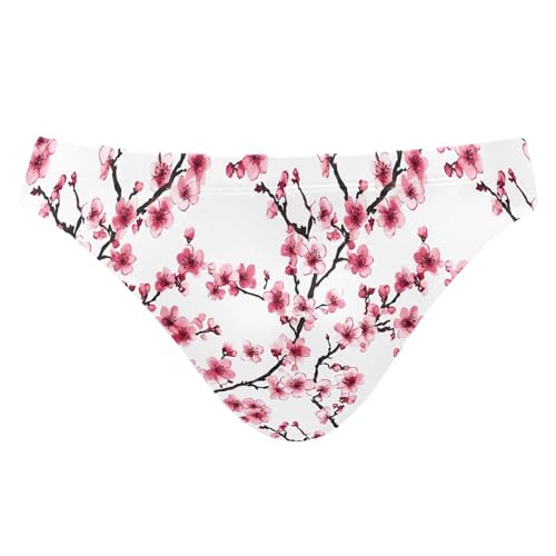 Pink Cherry Blossoms Flower Mens Swimwear Swim Briefs Bikini Swimsuit for Summer Beach L B0404321