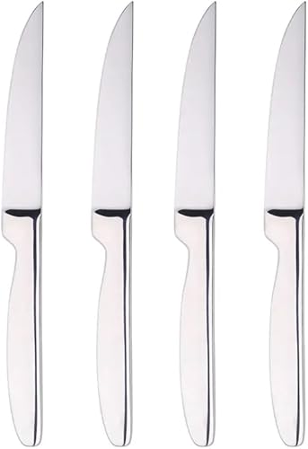 Miniatura 5 de TAFAAL Juego de 6 cuchillos de acero inoxidable, resistentes a la corrosión, hoja afilada dentada, mango de acero inoxidable, cuchillo de mesa de