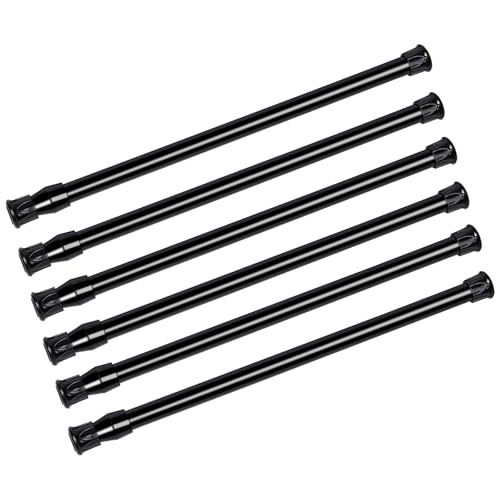 6 Pack Shower Curtain Rod, Small Tension Rods 7-11 inches Adjustable Spring Steel Cupboard Bars Tension Curtain Rod Shower Rod Closet Rod, (Black, 7-11 in-6Pcs)