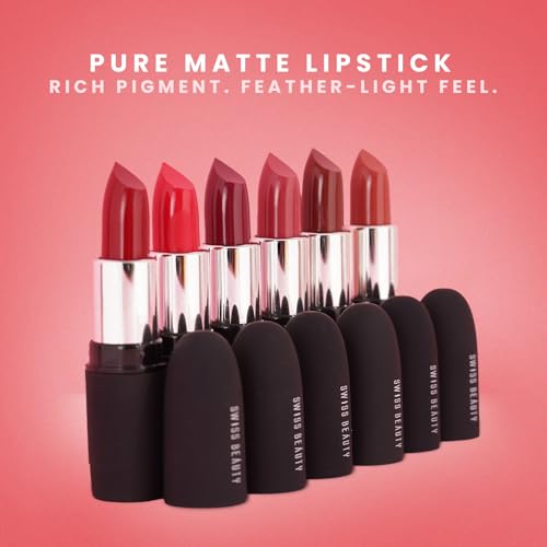 Image of Swiss Beauty Pure Matte Creamy Lipstick | Non-drying, Highly pigmented Lipstick | Shade- Raspberry, 3.8gm|