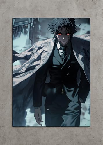 Image of NIJUKA Anime Printed A4 Size Metal sheet Poster For Home And Room Decoration | For Anime Art Fans Boys And Girls (Demon King Muzan Kibutsuji)
