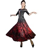 ZYDANC A,L,Printed Modern Waltz Competition Costumes Ballroom Dance Dresses Women's Round Neck Tango Foxtrot Dancewear