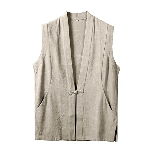 Veste d'été sans manches homme lin contre la chaleur