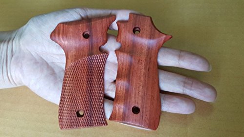 New! Grips Compatible With Llama 380 Acp, Checkering With Finger Groove Hardwood, Thai Handmade And Ship From Thailand #TOP3