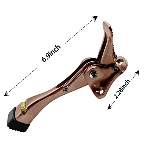 Premium One-Touch Door Stopper With Non-Slip Rubber Tip - Metal Design For Wood, Concrete, Ceramic Tiles, Carpets - 4-Inch Size - Ideal For Home Or Office Use (Antique Bronze) #TOP1