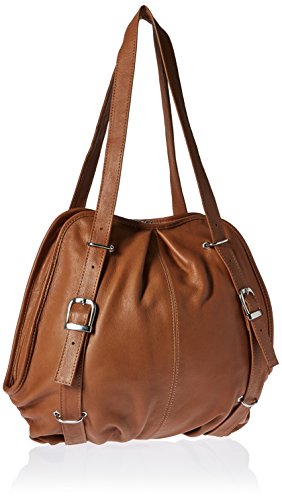 Piel Leather Convertible Buckle Backpack/Shoulder Bag, Honey, One Size #TOP1