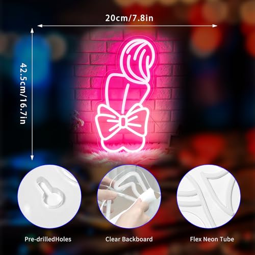 Image of Lady Neon Sign, Neon Signs for Wall Decor - Pink LED Signs for Bedroom, Girls Room, Salon, Home Decor - USB Powered Light Up Sign Decorations Gift