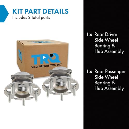 Image of TRQ Rear Left and Right Wheel Bearing and Hub Assembly Set 2 Piece Compatible with 19-22 Honda CR-V 2018 EX EX-L LX 2017 FWD Models