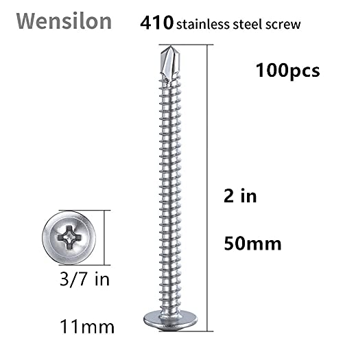 image for Wensilon（100pcs）#8×2”for Sheet Metal Self-Tapping Screws 410 St