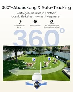 Reolink Erste 4K Solar Überwachungskamera Aussen Akku, Argus PT Ultra + Solarpanel, 2,4&5GHz WiFi, Auto-Tracking, Solar WLAN Kamera Outdoor mit 8MP UHD Farbnachtsicht, KI-Erkennung, Keine Monatsgebühr