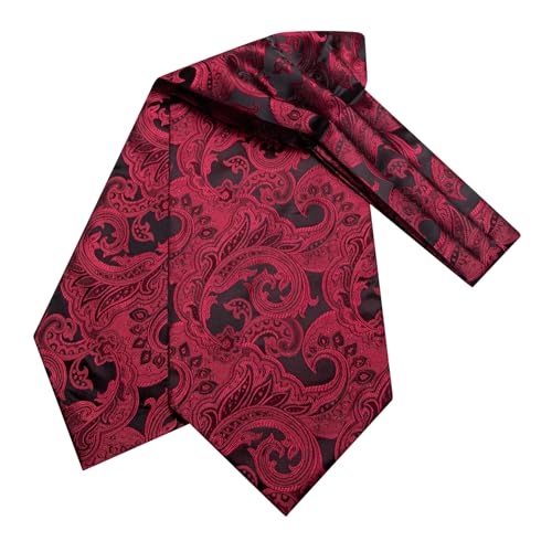 Image of Dubulle Paisley Floral Ascot for Men Self Tie Mens Cravat and Pocket Square Cufflinks Wedding