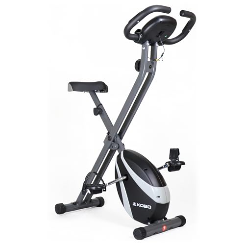 Image of Kobo Folding Magnetic Exercise Bike with 3KG Flywheel, 120KG Max User Weight - Compact, Adjustable, Upright Modes - Home Workout Fitness Cycle
