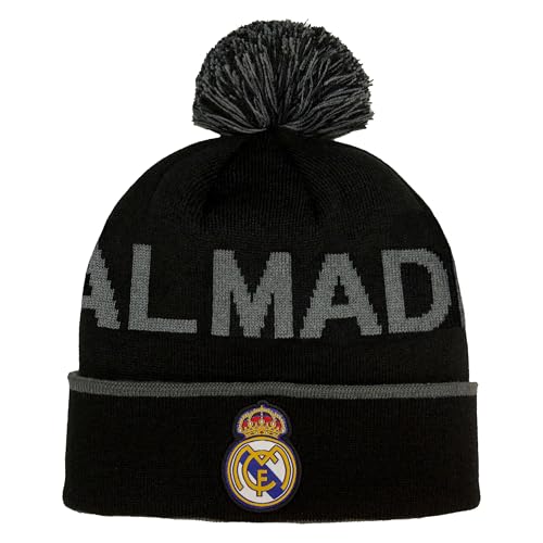 Real Madrid bonnet à pompons en tricot d'hiver pour fan de foot