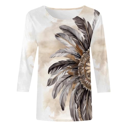 T-shirt ethnique ample femme col rond pour masquer les complexes avec style - 2