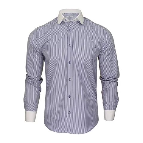 Xact Mens Club/Penny Collar Long Sleeved Shirt (White Collar - Blue Stripe) XL Cover
