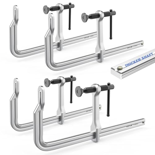 12 Inch Heavy-duty Bar Clamps (1200 lbs), 4-Pack, 4-3/4" Throat, Thickened F Clamps for Welding, Metalworking and Woodworking