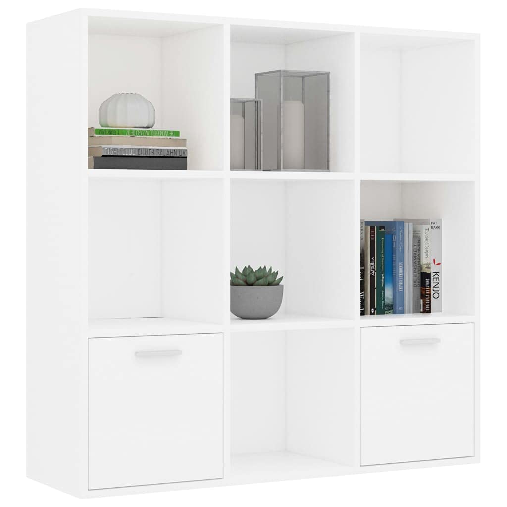 Libreria con spazio di archiviazione, pratica libreria, organizzatore cubo, libreria bianca, 98 x 30 x 98 cm, materiale in legno, adatto per soggiorno, camera da letto, studio, ufficio