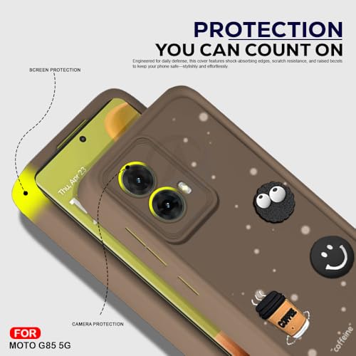 Image of AESTMO Back Case Cover for Motorola Moto G85 5G Back Cover | Cute Fun Cartoon 3D Ball | Coffee Silicone Case | Full Body Protection | Camera Protection Back Cover for Motorola Moto G85 (Brown) | Back Cover
