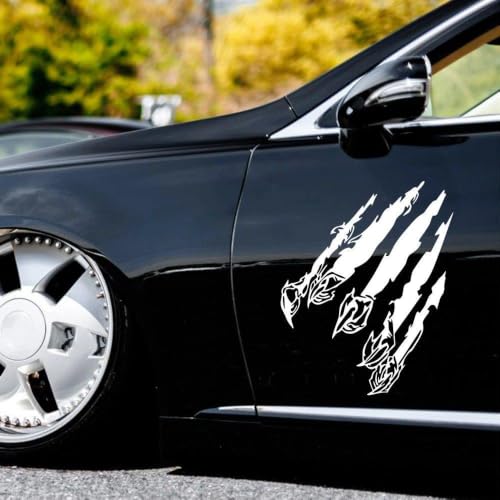 Autocollants voiture griffe de bête argent mat 25cm stickers latéraux imperméables - 5