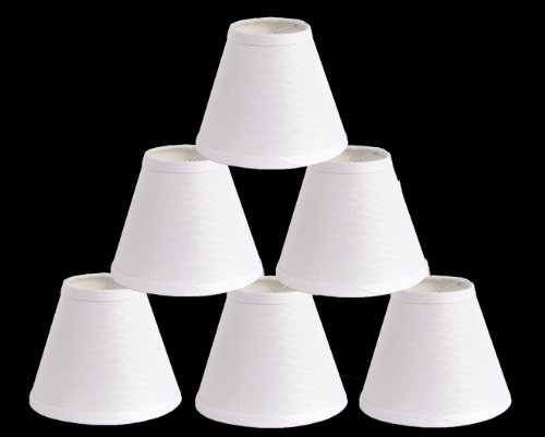 Urbanest Pure Linen Chandelier Lamp Shades, 6-inch, Hardback Clip On, White(Set of 6)