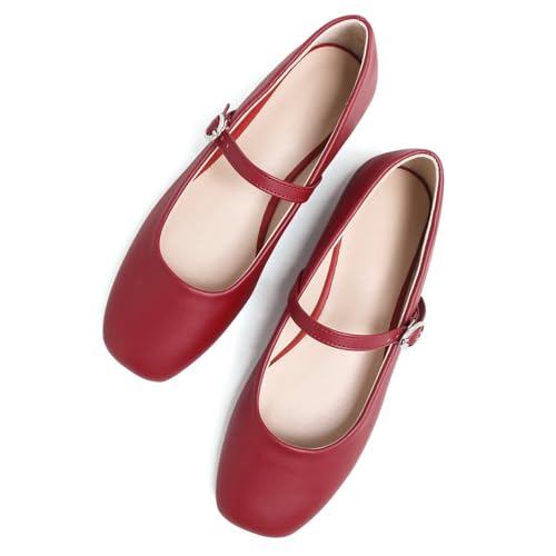 Image of LUXINYU Women's Slip on Flats,Classy Round Toe Solid Classic Mary Jane Ballet Dance Shoes Soft Comfortable PU Flat Shoes
