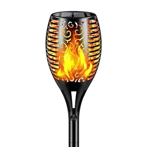 Solar Mashaal Light 3 in 1 Mode 96 LED Waterproof Outdoor Solar Light for Home Auto On/Off Solar Flame Light for Yard Garden Party and Festival Decoration (Pack of 1, Warm Yellow)