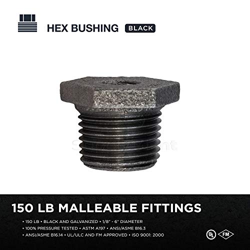 Supply Giant Cncv3347 1-1/2" X 1" Black Malleable Iron Bushing Fitting With Hexagonal Head, 1-1/2 In. X 1 #TOP3