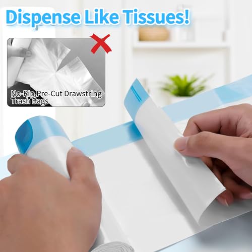 Image of 100 Count Small Drawstring Trash Bags for 4-Gallon (15 L) Trash Cans, Thick Pre-separated Garbage Bags, Mini Wastebasket can Liners for Bathroom Bedroom Office(White)