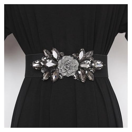 Womens Belt Flower Beaded Elastic Cummerbunds Female Dress Corsets Waistband Belts Decoration Wide Belt